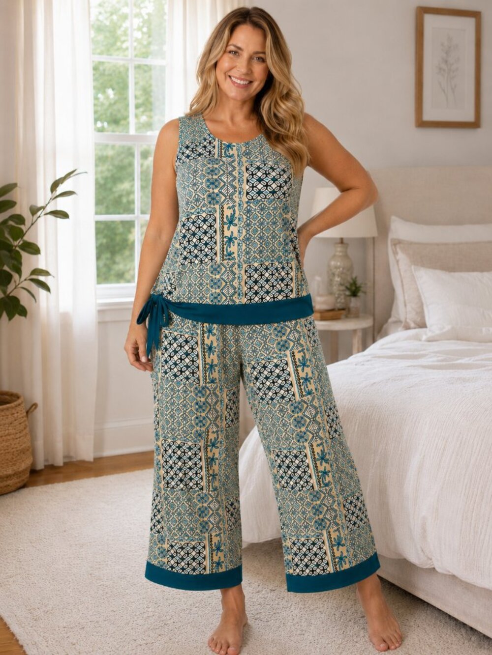 🌙💙 Cuddl Duds Printed Pajama Lounge Set | Women's XL